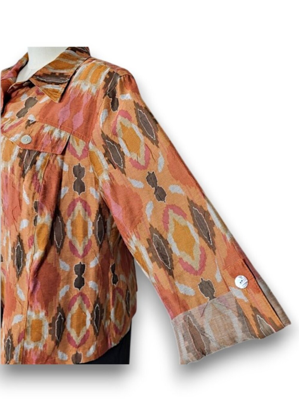 Ruby Rd. Rust Print Shacket Plus Size 18W - Picture 8 of 11